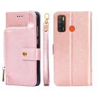 For Tecno Camon 15/CD7/Camon 15 Air/Spark 5/Spark 5 Pro Zipper Bag Leather Phone Case(Rose Gold) - 1