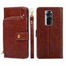 For Tecno Phantom X Zipper Bag Leather Phone Case(Brown) - 1