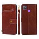 For Tecno Pop 4 Zipper Bag Leather Phone Case(Brown) - 1