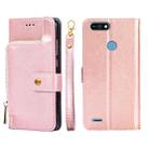 For Tecno Pop 2/Pop 2 F/Pop 2 Pro/Pop 2 Power/Itel P13/B1F Zipper Bag Leather Phone Case(Rose Gold) - 1