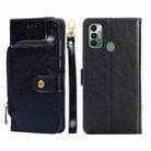 For Tecno Spark 7 Zipper Bag Leather Phone Case(Black) - 1