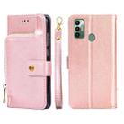 For Tecno Spark 7 Zipper Bag Leather Phone Case(Rose Gold) - 1