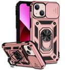 For iPhone 14 Plus Sliding Camshield Holder Phone Case (Rose Gold) - 1