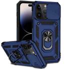 For iPhone 14 Pro Sliding Camshield Holder Phone Case(Blue) - 1