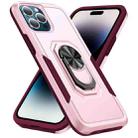 For iPhone 14 Pro Max Ring Kickstand Heavy Duty Shockproof Phone Case (Pink) - 1