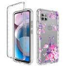 For Motorola One 5G Ace Transparent Painted Phone Case(Pink Flower) - 1