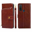 For TCL 20 R 5G/TCL Bremen/TCL 20 AX 5G Zipper Bag Leather Phone Case(Brown) - 1