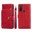 For TCL 20 R 5G/TCL Bremen/TCL 20 AX 5G Zipper Bag Leather Phone Case(Red) - 1