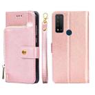 For TCL 20 R 5G/TCL Bremen/TCL 20 AX 5G Zipper Bag Leather Phone Case(Rose Gold) - 1