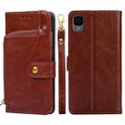 For TCL 30Z T602DL Zipper Bag Leather Phone Case(Brown) - 1