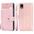For TCL 30Z T602DL Zipper Bag Leather Phone Case(Rose Gold) - 1