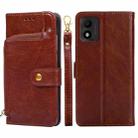 For TCL 303 Zipper Bag Leather Phone Case(Brown) - 1