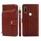 For Fujitsu ARROWS WE/F-51B Zipper Bag Leather Phone Case(Brown) - 1