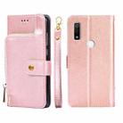 For Fujitsu ARROWS WE/F-51B Zipper Bag Leather Phone Case(Rose Gold) - 1