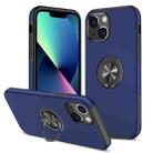 For iPhone 14 Plus Magnetic Ring Kickstand Shockproof Phone Case (Blue) - 1