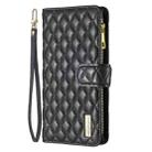 For iPhone X / XS Diamond Lattice Zipper Wallet Leather Flip Phone Case(Black) - 2