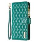 For iPhone XS Max Diamond Lattice Zipper Wallet Leather Flip Phone Case(Green) - 2