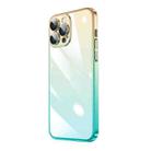 For iPhone 13 Pro Max Transparent Electroplated PC Gradient Phone Case (Cyan-blue Gold) - 1