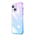 For iPhone 13 Transparent Electroplated PC Gradient Phone Case(Blue Purple) - 1