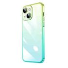 For iPhone 13 Transparent Electroplated PC Gradient Phone Case(Cyan-blue Green) - 1