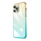 For iPhone 12 Pro Max Transparent Electroplated PC Gradient Phone Case(Cyan-blue Gold) - 1
