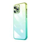 For iPhone 12 Pro Max Transparent Electroplated PC Gradient Phone Case(Cyan-blue Green) - 1