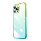 For iPhone 12 Pro Transparent Electroplated PC Gradient Phone Case(Cyan-blue Green) - 1