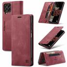 For Samsung Galaxy M53 AutSpace A01 Retro Skin-feel Crazy Horse RFID Leather Phone Case(Wine Red) - 1