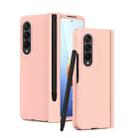 For Samsung Galaxy Z Fold4 Macaron Hinge Phone Case with Stylus Pen Fold Edition & Protective Film(Pink) - 1
