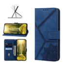 For OPPO A16 Geometric Mandala Embossed Leather Phone Case(Blue) - 1