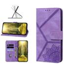 For OPPO A16 Geometric Mandala Embossed Leather Phone Case(Purple) - 1