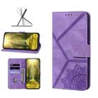 For OPPO A94 5G Geometric Mandala Embossed Leather Phone Case(Purple) - 1