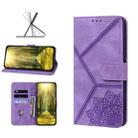 For OPPO Find X5 Pro Geometric Mandala Embossed Leather Phone Case(Purple) - 1