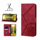 For Samsung Galaxy A12 Geometric Mandala Embossed Leather Phone Case(Red) - 1