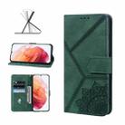 For Samsung Galaxy S21 5G Geometric Mandala Embossed Leather Phone Case(Green) - 1