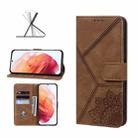For Samsung Galaxy S21 5G Geometric Mandala Embossed Leather Phone Case(Brown) - 1