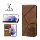 For Samsung Galaxy S21+ 5G Geometric Mandala Embossed Leather Phone Case(Brown) - 1