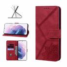 For Samsung Galaxy S21+ 5G Geometric Mandala Embossed Leather Phone Case(Red) - 1