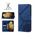 For Samsung Galaxy S21 Ultra 5G Geometric Mandala Embossed Leather Phone Case(Blue) - 1