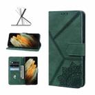 For Samsung Galaxy S21 Ultra 5G Geometric Mandala Embossed Leather Phone Case(Green) - 1