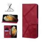 For Samsung Galaxy S21 Ultra 5G Geometric Mandala Embossed Leather Phone Case(Red) - 1