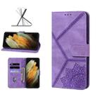 For Samsung Galaxy S21 Ultra 5G Geometric Mandala Embossed Leather Phone Case(Purple) - 1