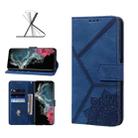 For Samsung Galaxy S22 Ultra 5G Geometric Mandala Embossed Leather Phone Case(Blue) - 1
