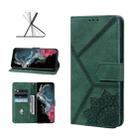 For Samsung Galaxy S22 Ultra 5G Geometric Mandala Embossed Leather Phone Case(Green) - 1