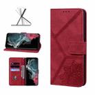 For Samsung Galaxy S22 Ultra 5G Geometric Mandala Embossed Leather Phone Case(Red) - 1