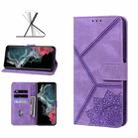 For Samsung Galaxy S22 Ultra 5G Geometric Mandala Embossed Leather Phone Case(Purple) - 1