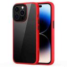 For iPhone 14 Pro Max Ming Shield Hybrid Frosted Transparent Phone Case (Red) - 1