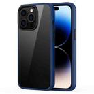 For iPhone 14 Pro Max Ming Shield Hybrid Frosted Transparent Phone Case (Blue) - 1