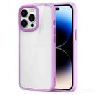 For iPhone 14 Pro Max Ming Shield Hybrid Frosted Transparent Phone Case (Purple) - 1