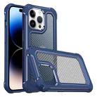 Shockproof PC + Carbon Fiber Texture TPU Armor Phone Case For iPhone 14 Pro Max(Blue) - 1